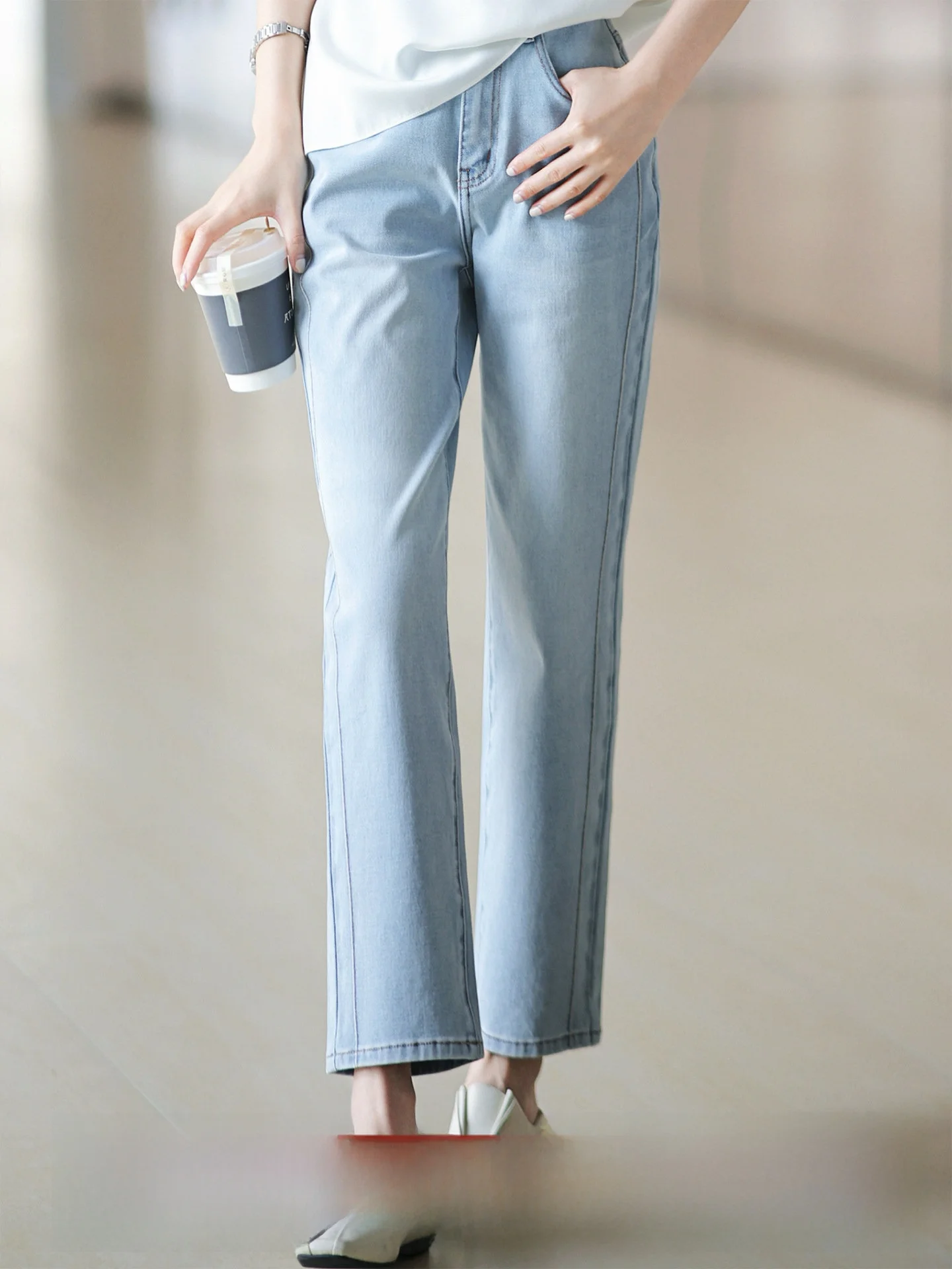 

High Waist Cotton Lyocell Denim Jeans Women's Spring Summer Style Slim Fit Nine Point Pants Four Directional Elasticity