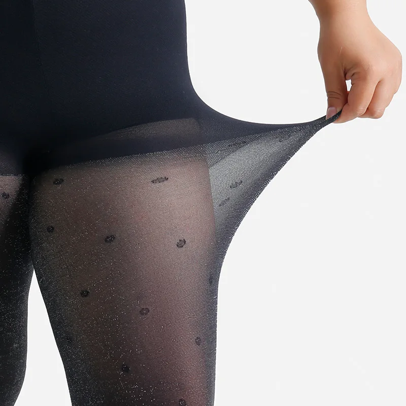 Femmes noir grande taille XL 2XL 3XL 4XL brillant argent fil dames confort ascenseur hanche nylon bonneterie collants