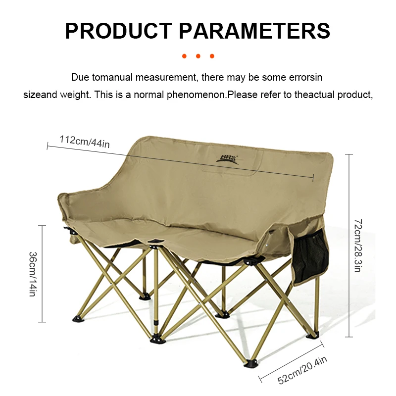 WESTTUNE Double Camping Chair Outdoor Fishing Backrest Chair Portable Folding Lawn Chair Beach Tourist Double Seat Leisure Chair