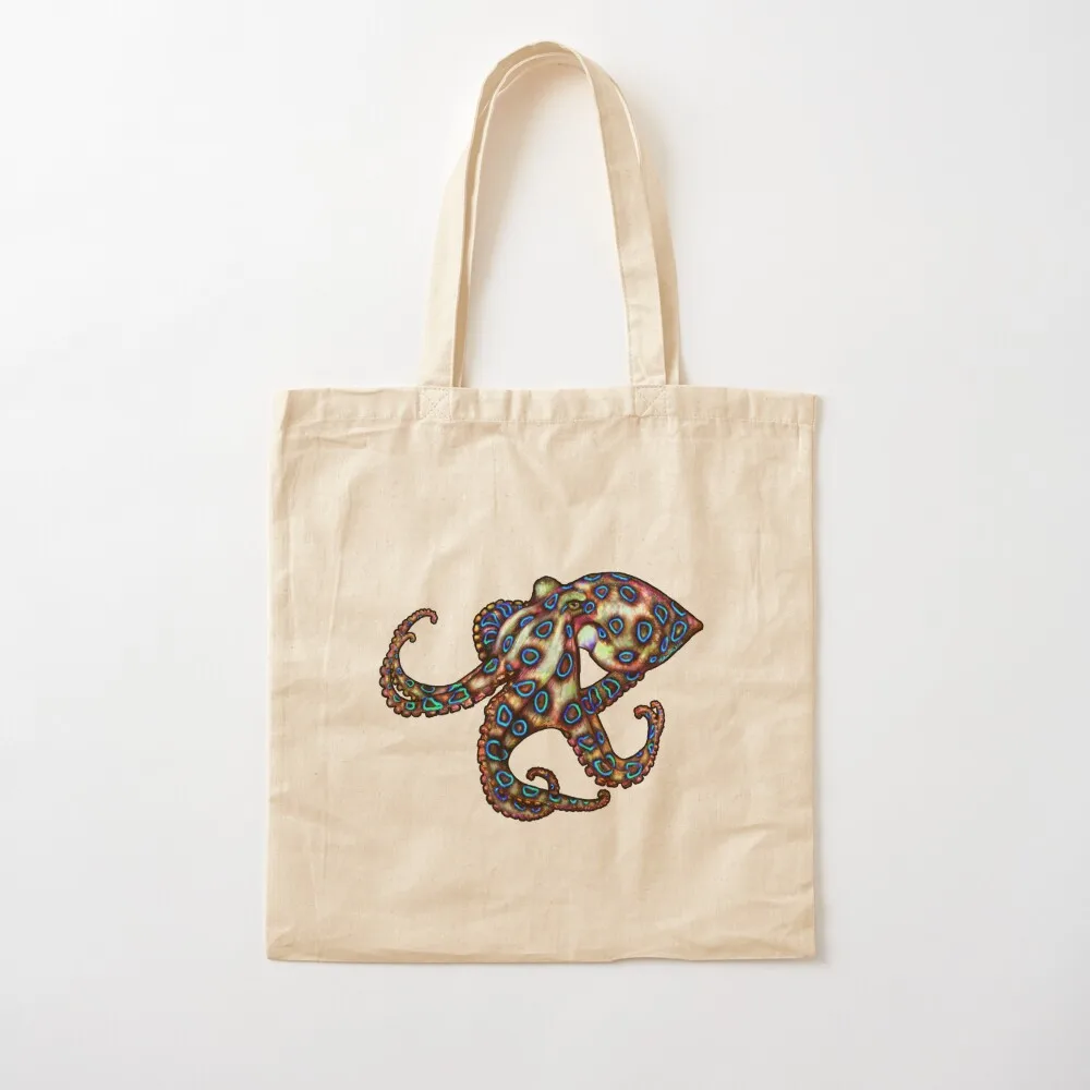 Blue Ring Octopus Tote Bag