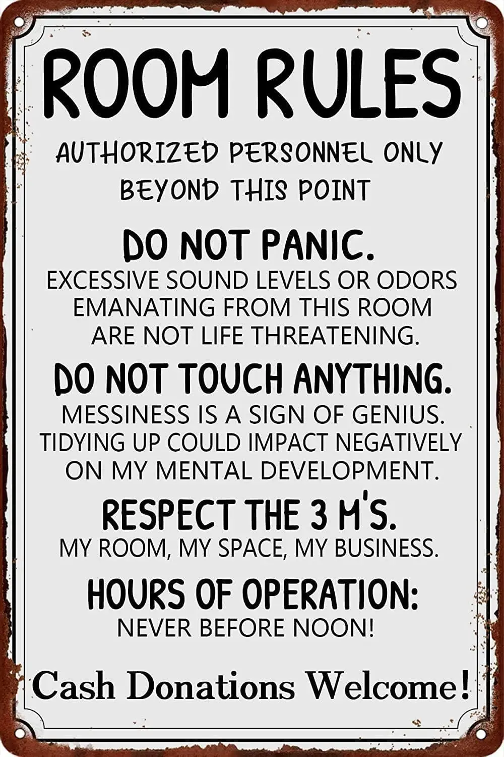 Funny Room Rules Metal Tin Sign For Teen Girls Bedroom Door Gaming Decor Dorm Accessories Teens Signs Farmhouse