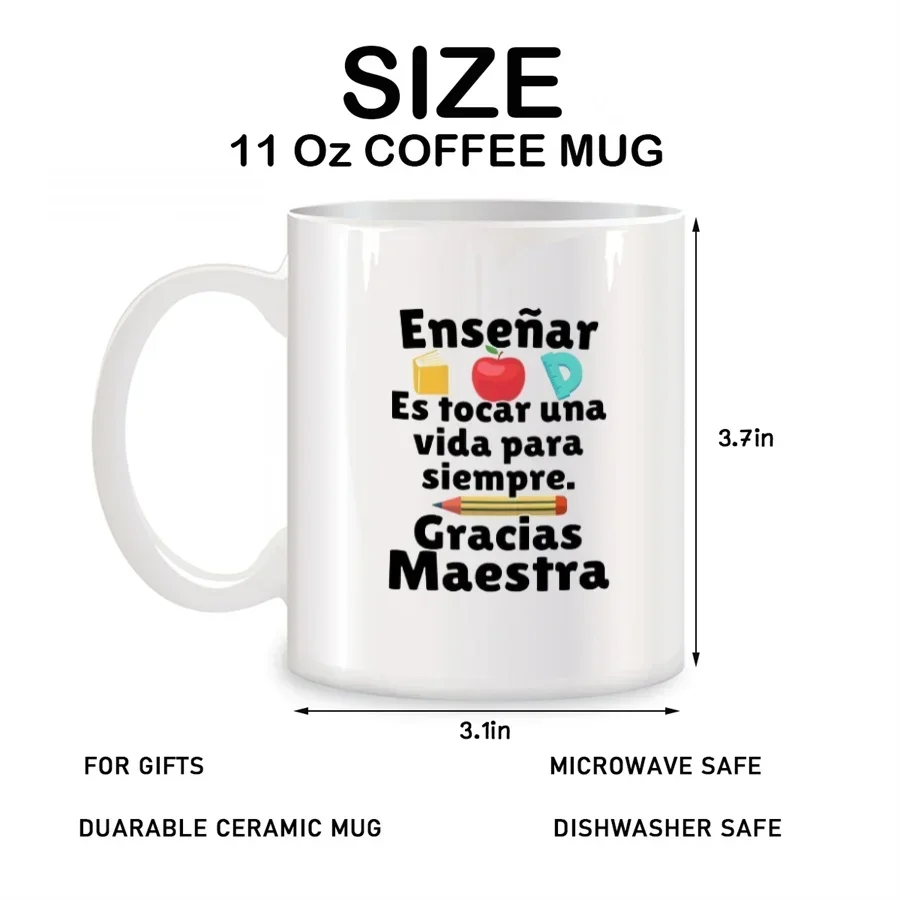 Regalos Para Maestras Agradecimiento Mugs For Dia Del Maestro En Español Birthday Novelty Coffee Ceramic Tea Cups White 11 oz