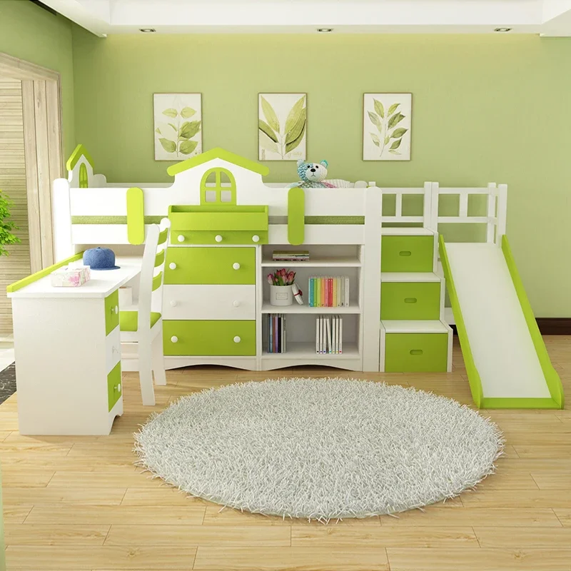 

Детская кровать-чердак из дерева в минималистичном японском стиле для хранения вещей, современная, для дома и кемпинга, мебель для детской комнаты