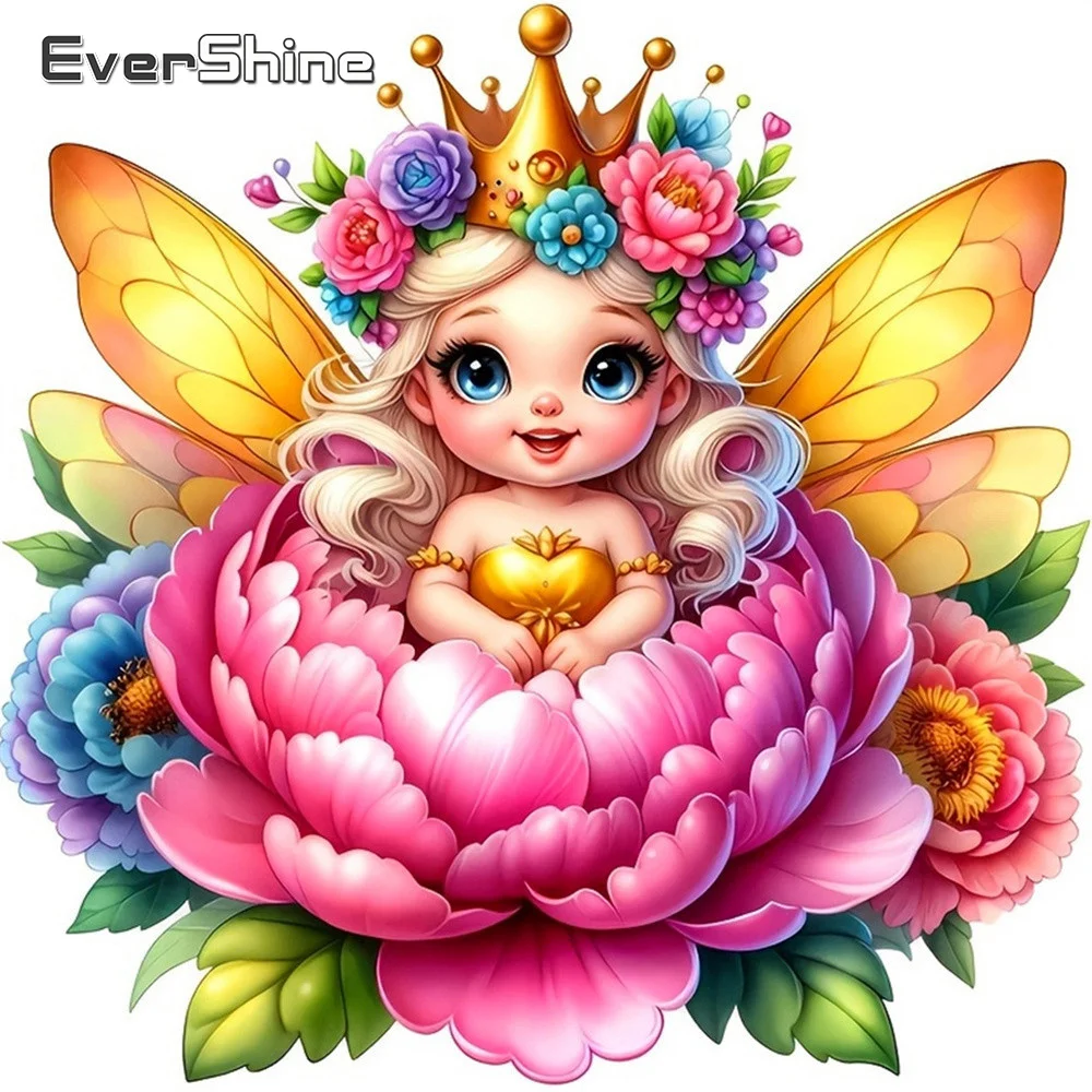 Evershine Diamantmalerei Mädchenporträt Bild Strass-Stickerei Elfen Vollquadrat-Mosaik Chrysantheme Einzigartiges Geschenk