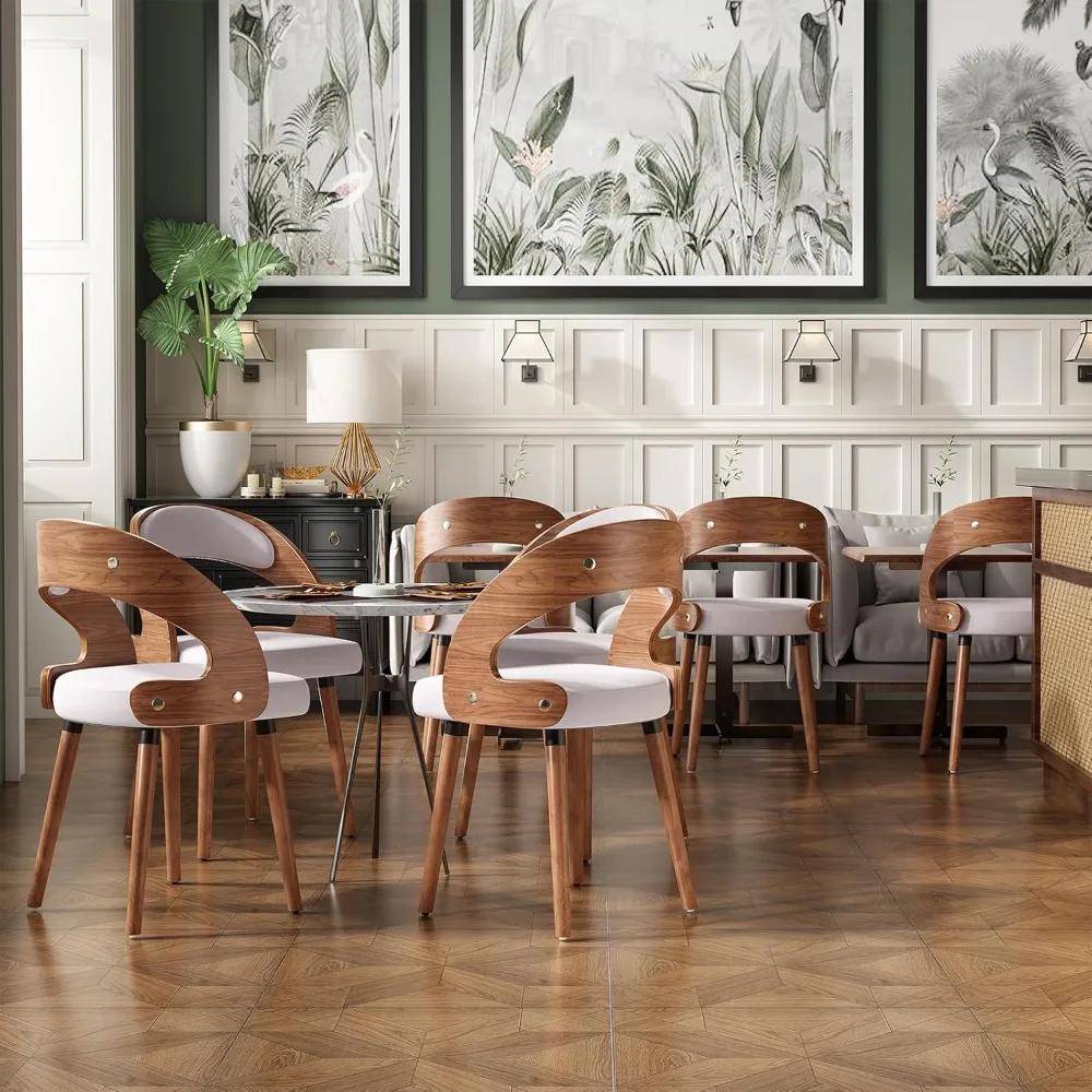 Wood Dining Chairs, Set of 4 Modern Upholstered Dining Chairs with Curved Backrest for Kitchen, Dining Room, Living, Customized view 6