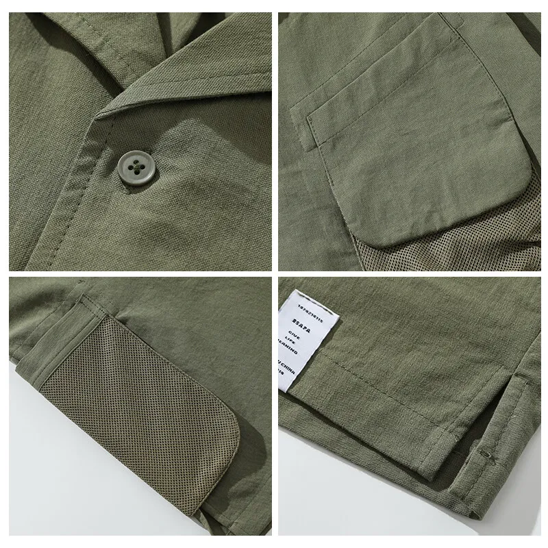 Outdoor style multi-pocket casual shirt couple workwear