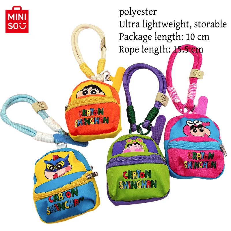 

2025 Miniso New Crayon Shin chan Bag Mobile Phone Rope Multi functional Change Bluetooth Storage Bag Anti throw Wrist Strap