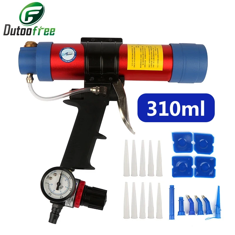 Pistolet à Calfeutrer à Air de 310ml, Distributeur de Cartouche Pneumatique, Applicateur de Mastic en Silicone, Outil de Collage du Verre, pour