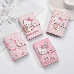 Pu Hello Kitty Money Bag portamonete Kawaii Cartoon Anime Pu portafoglio in pelle porta carte di credito portafoglio con bottoni per donna uomo regalo