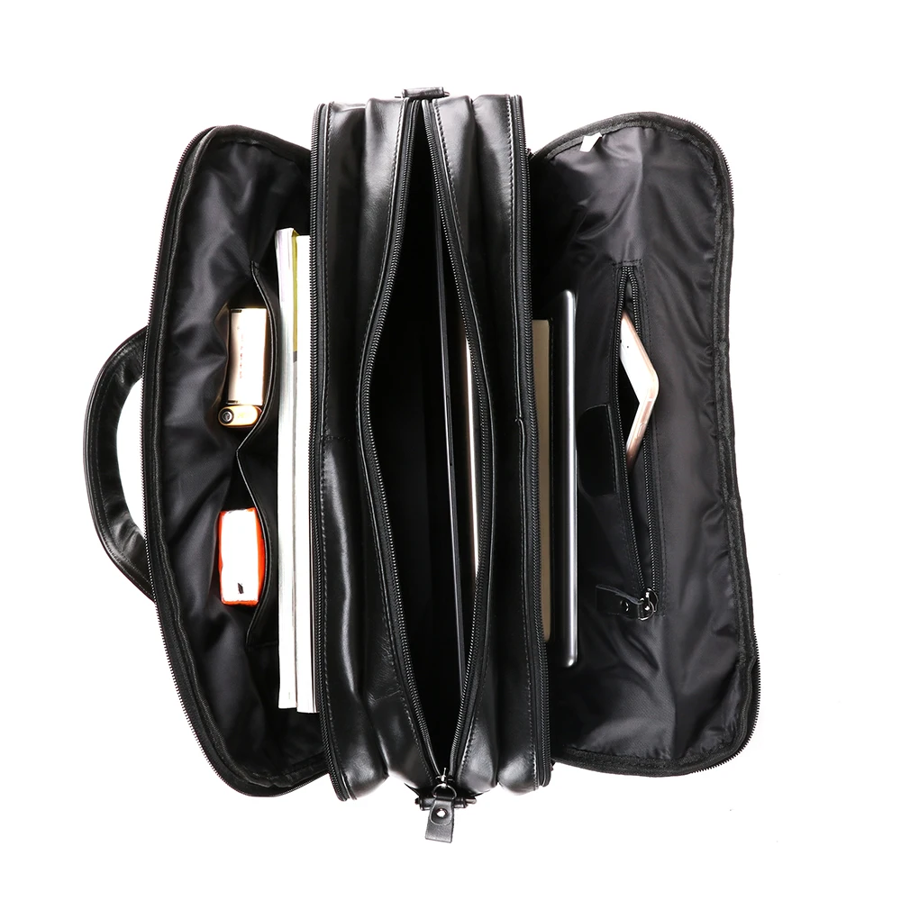 Porte-documents en cuir ciré pour homme, sacoche rétro pour ordinateur portable, sac à bandoulière en cuir ciré à l'huile, 15.6 pouces