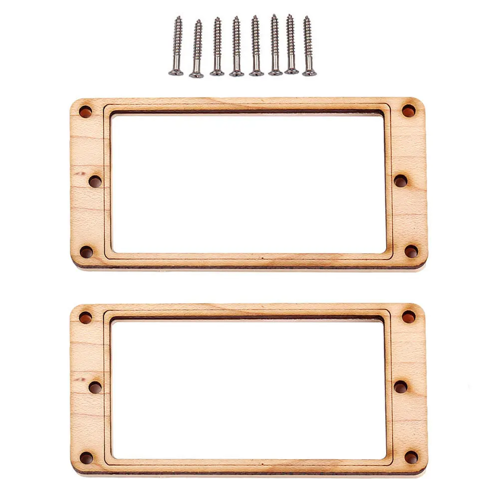

2Pcs Maple Wood Plastic Humbucker Frame Double Coil Pickup Ring Slanted Guitar Mounting Ring DIY Replacement Golden 8 Screws