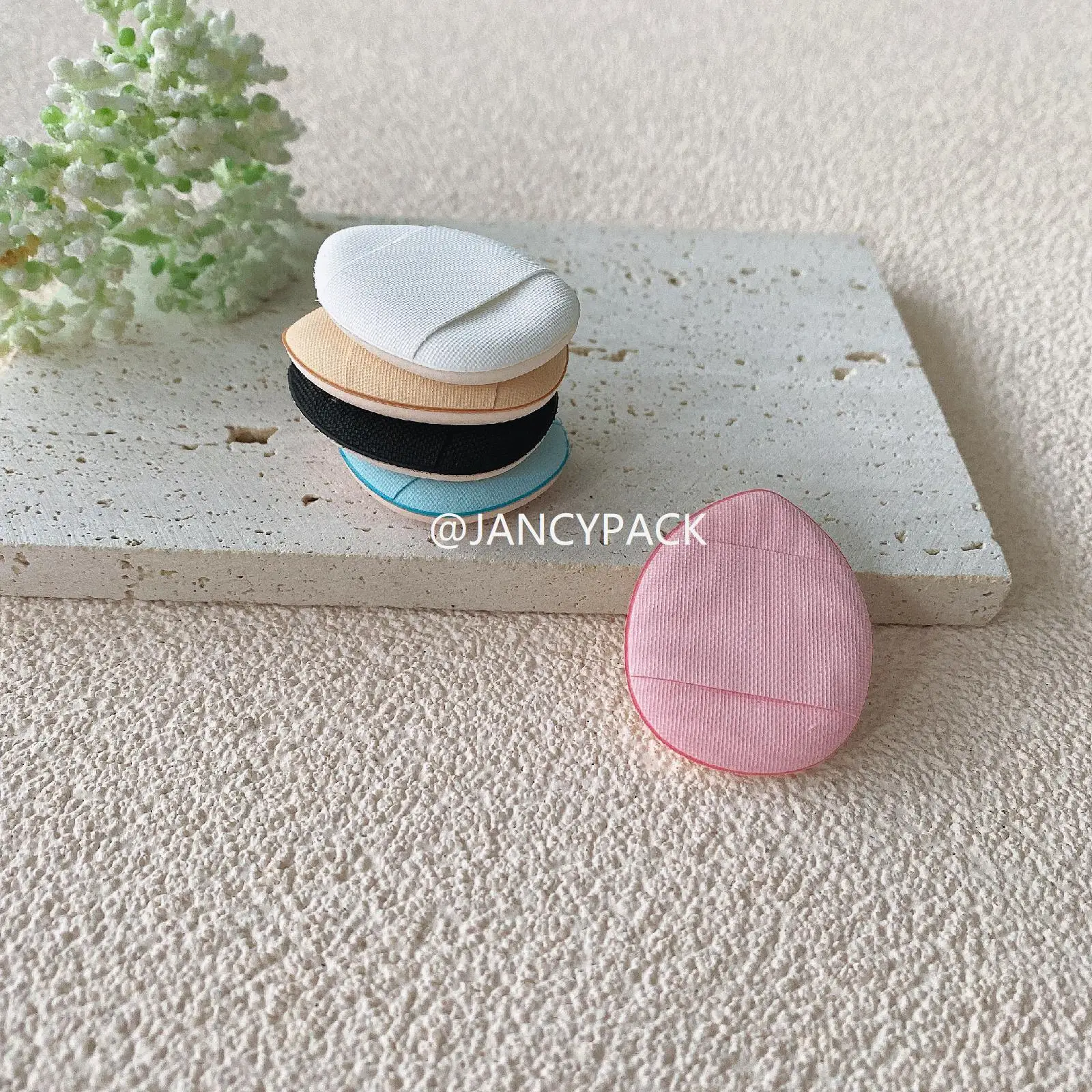 50 個ミニパウダーパフメイクスポンジフェイスコンシーラー美容卵ファンデーションメイクアップフィンガーパウダーパフ詳細メイクアップツール