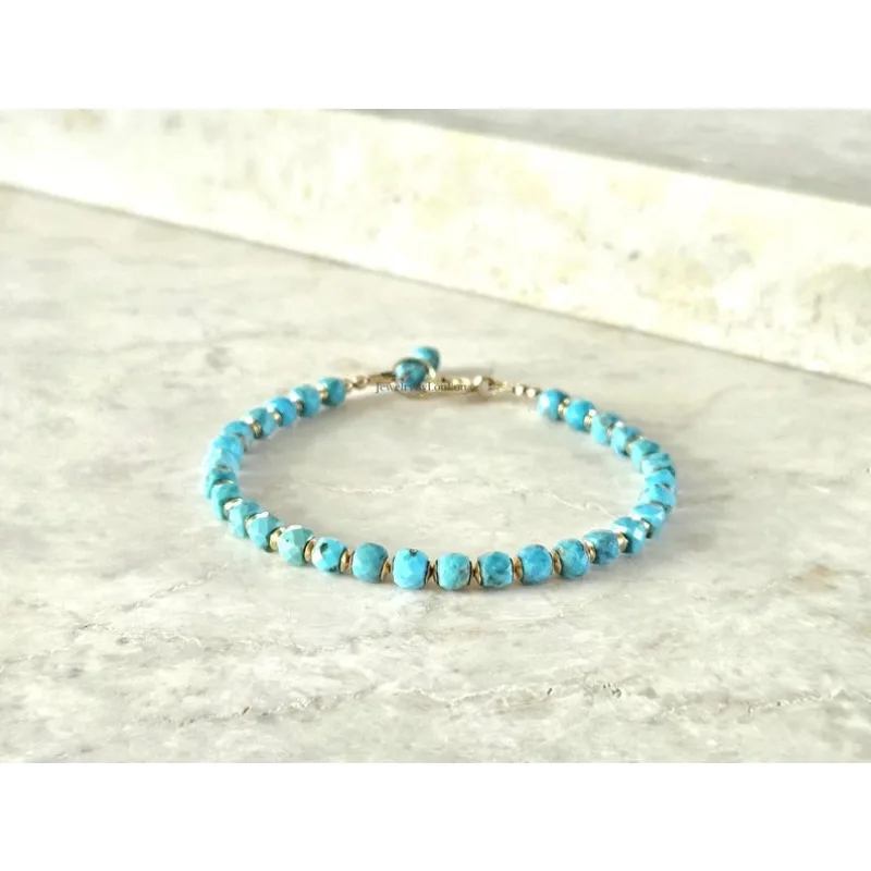 Pulsera de cuentas de turquesa, turquesa natural de Arizona