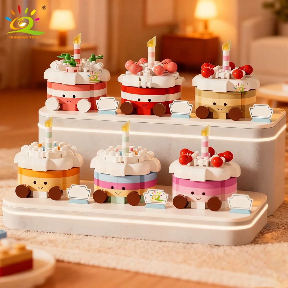 HUIQIBAO Mini Cartoon Geburtstagstorte Dessert Design Baustein-Set Mädchen DIY Erwachsenen-Modell Mikro-Bausteine Lernspielzeug Geschenk – Detail 3