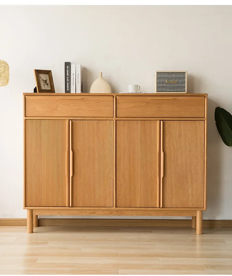 For North American Black Walnut Shoe Cabinet Modern Simple Solid Wood Cherry Log Household Storage Locker Entryway Furniture