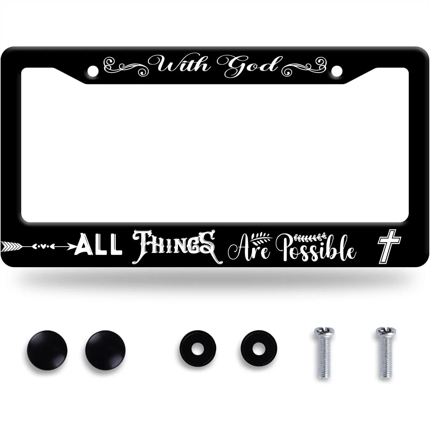 

Christian License Plate Frame Stainless Steel with Jesus Cross for Car Decoration 12.3" x 6.3"