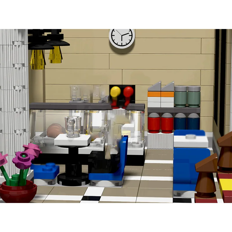 도시 스트리트 뷰 모델 MOC 빌딩 벽돌 고등 교육 학교 모듈형 기술 선물 휴일 조립 어린이 장난감 정장