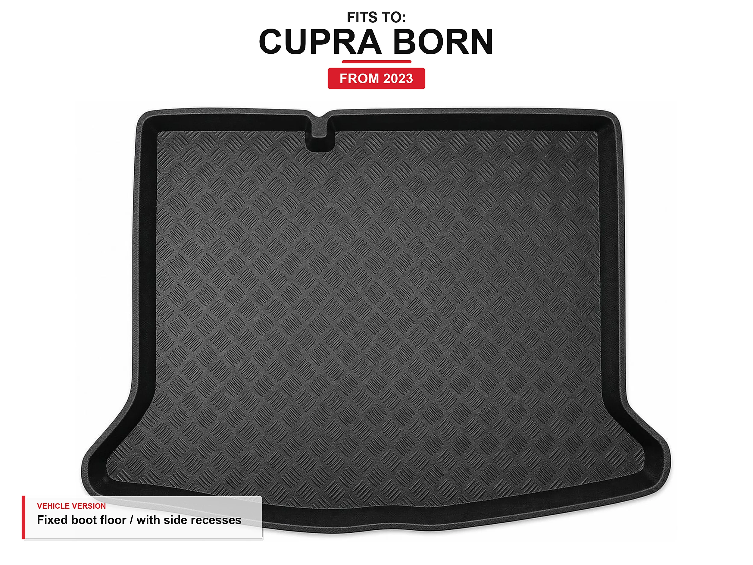 Kofferbakmat met rand voor: Cupra Born 2023- met zijdelingse uitsparingen
