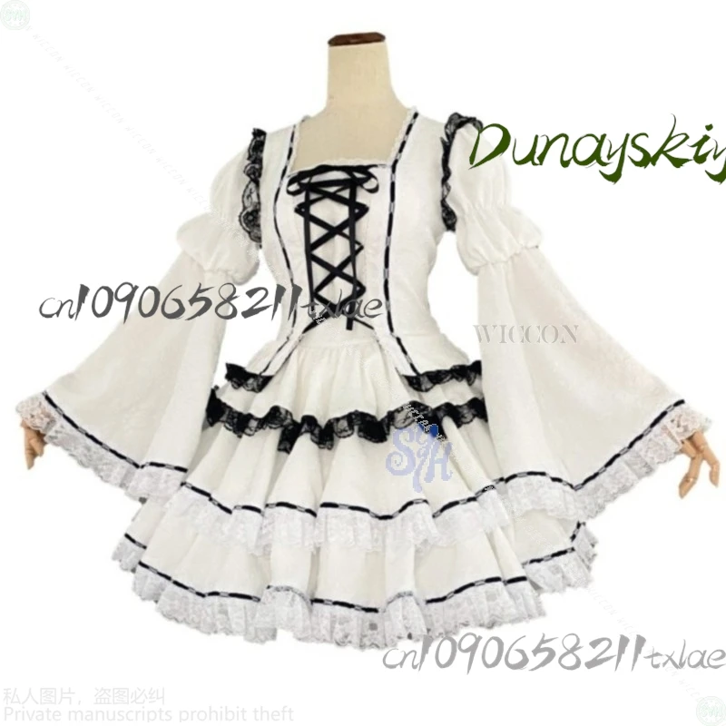 슈고 애니메이션 캐릭터 코스프레 츠키요미 우타우 귀여운 화이트 레이스 의상 달콤하고 사랑스러운 인형 스타일 로리타 지라이 케이 소녀 할로윈