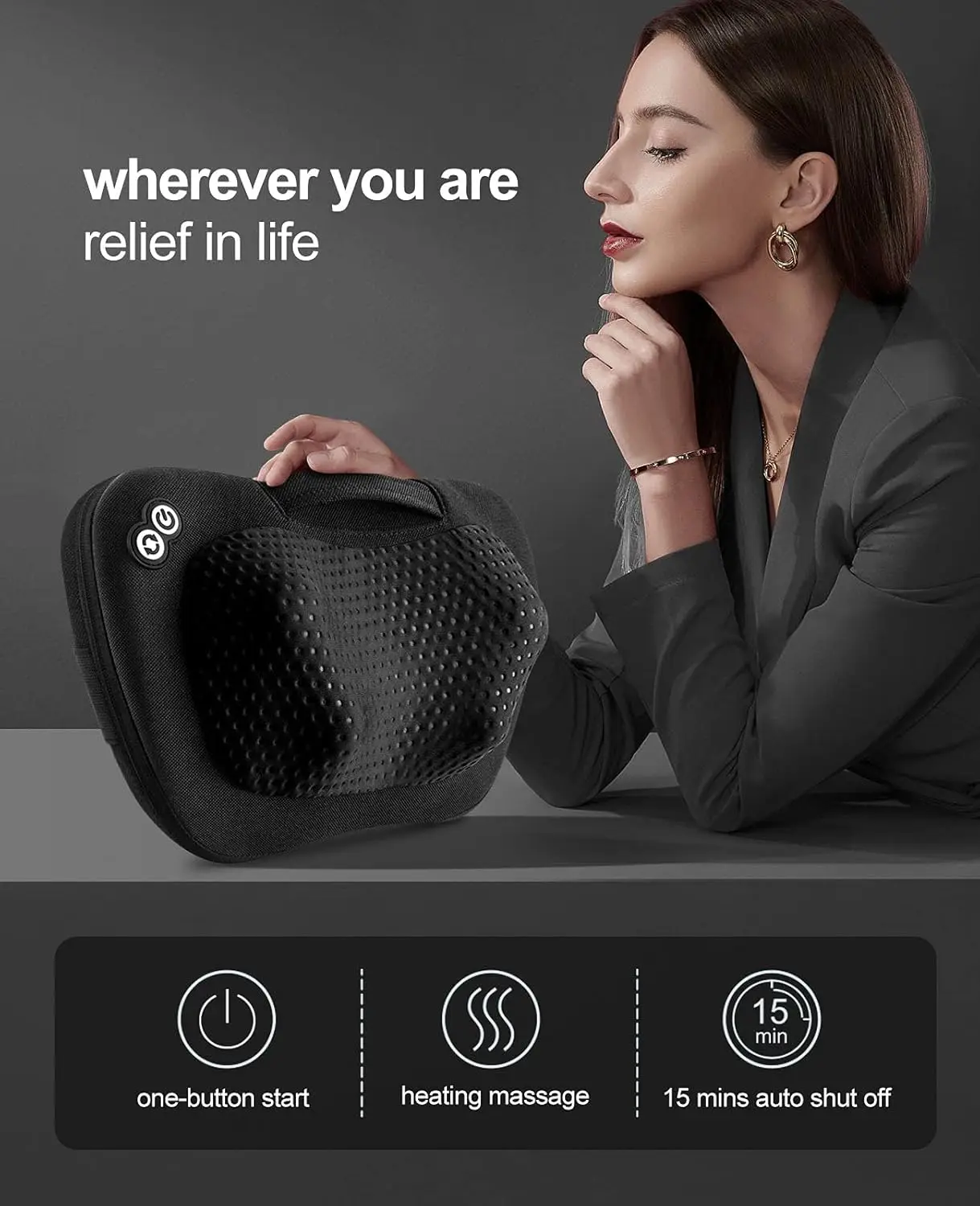 VIKTOR JURGEN Back Massager Neck Massager with Heat, Massage Pillow Gifts for Mothers Day & Fathers Day, Electric Shiatsu Should