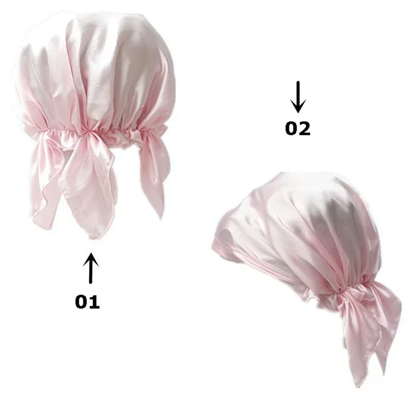 قبعة نوم ليلية من الساتان ، عمامة حريرية ، بوليستر ، قبعة استحمام مرنة ، قبعة بونيه للشعر ، غطاء رأس ، 9 ألوان