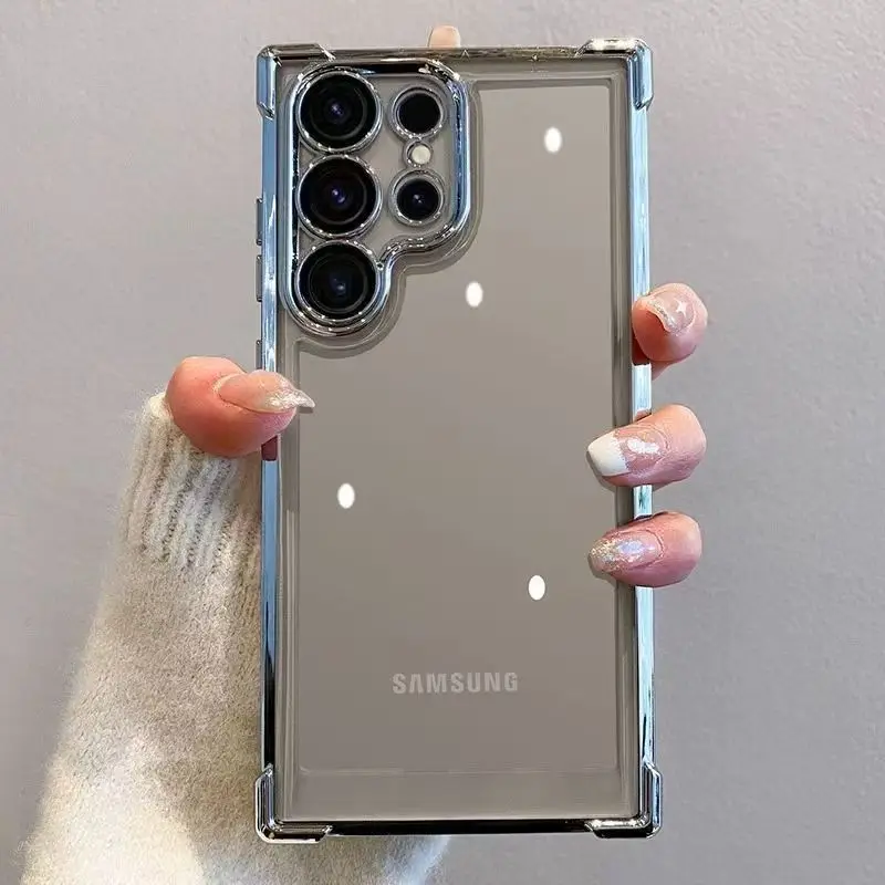 Luxuriöse Transparente Handyhülle mit Beschichtung für Samsung Galaxy S26 S25 Ultra S24 S23 S22 Plus S21 FE A55 A36 A54 A53 A35 A52 A34 Schutzhüllen – Detail 2