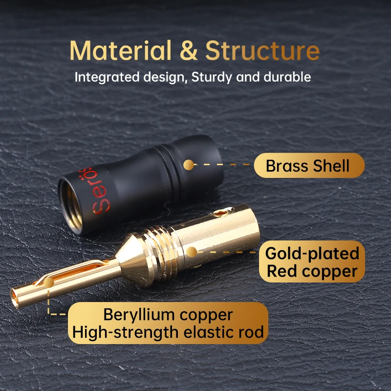 Serost BZ-5 HiFi High-End Audio-Lautsprecherkabel mit Bananensteckern, vergoldete Kupferanschlüsse für Verstärker und Lautsprecher – Detail 4