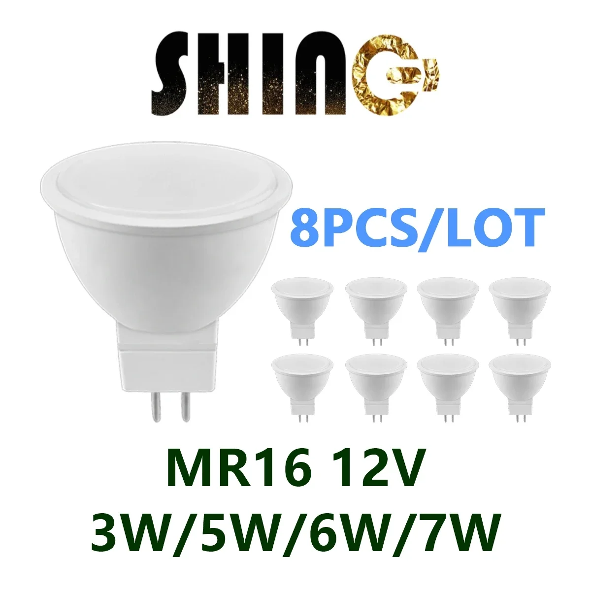 

8PCS 3W-7W Focos mr16 Led 12v Spot light AC DC 12V lampara Warm Cold White Light Bulb Lamp lamparas Lighting for Living Room