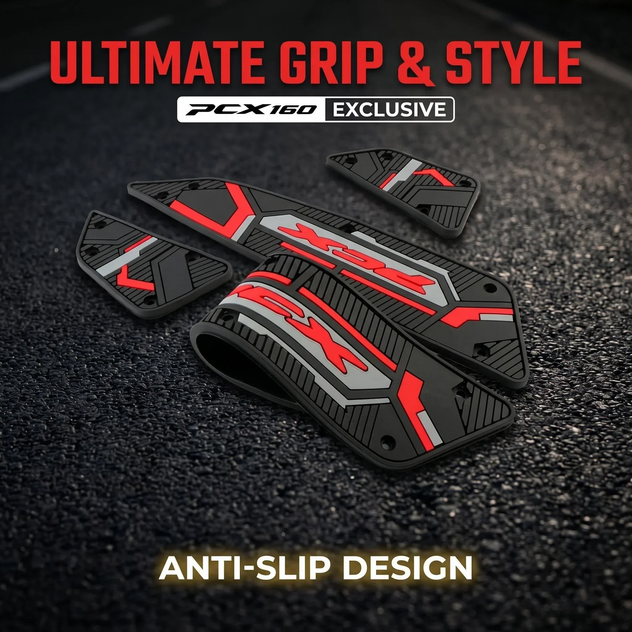 For Honda PCX125 Anti-Slip Silicone Foot Mat & Pad, Motorcycle Floor Foot Rest Rubber Cover, PCX 2021-2025 Accessories