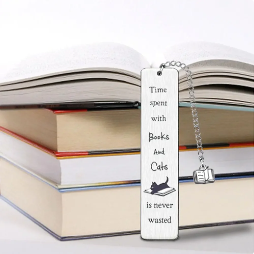 Cartoon Cat Metal Bookmark With Tassel Pendant Book Lettering Metal Book Marker For Page Books Readers Bookmark Gift