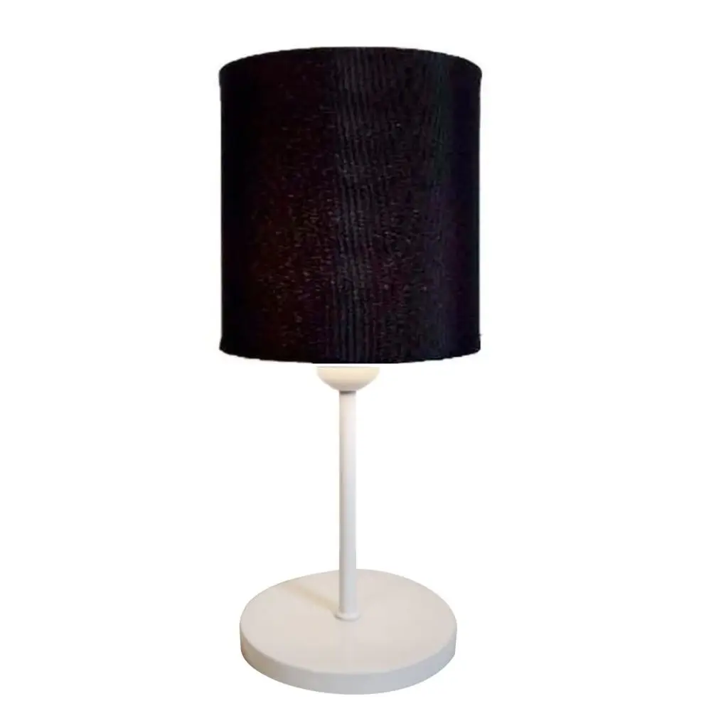 Table Lampshade Md-2010 Base White Dome Fabric 14x15cm Black-Bivolt