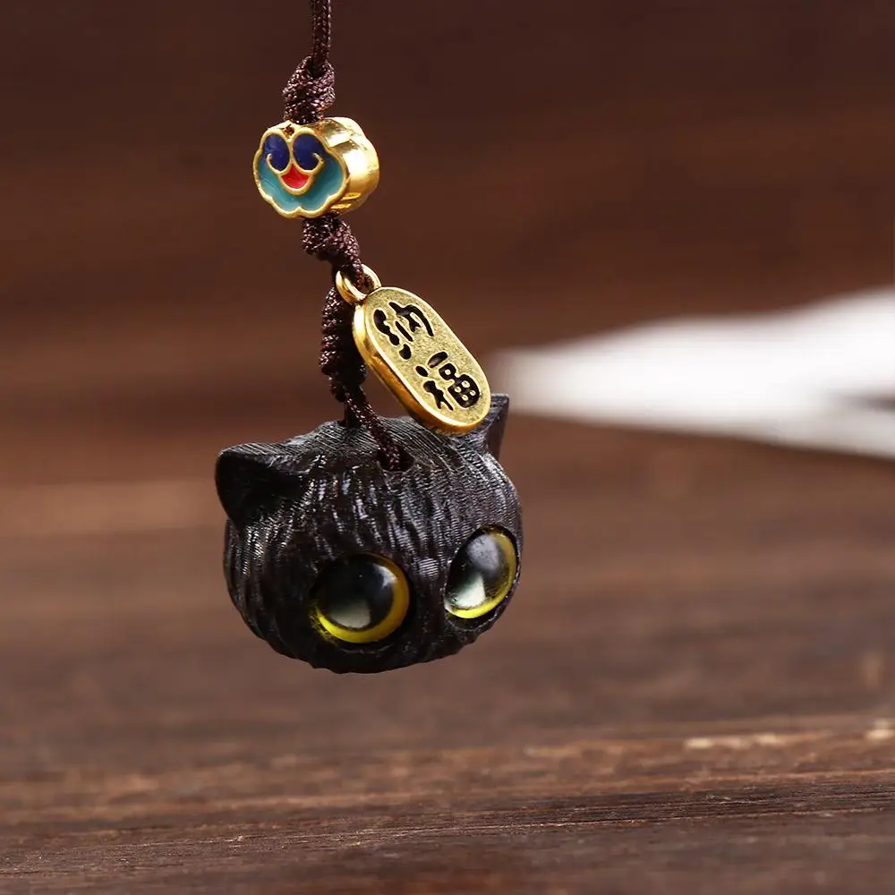 Phone Chain Crystal Short Pendant Mobile Phone Lanyard Fortune Cat Keychain Mobile Phone Straps Sandalwood Cat Phone Pendant