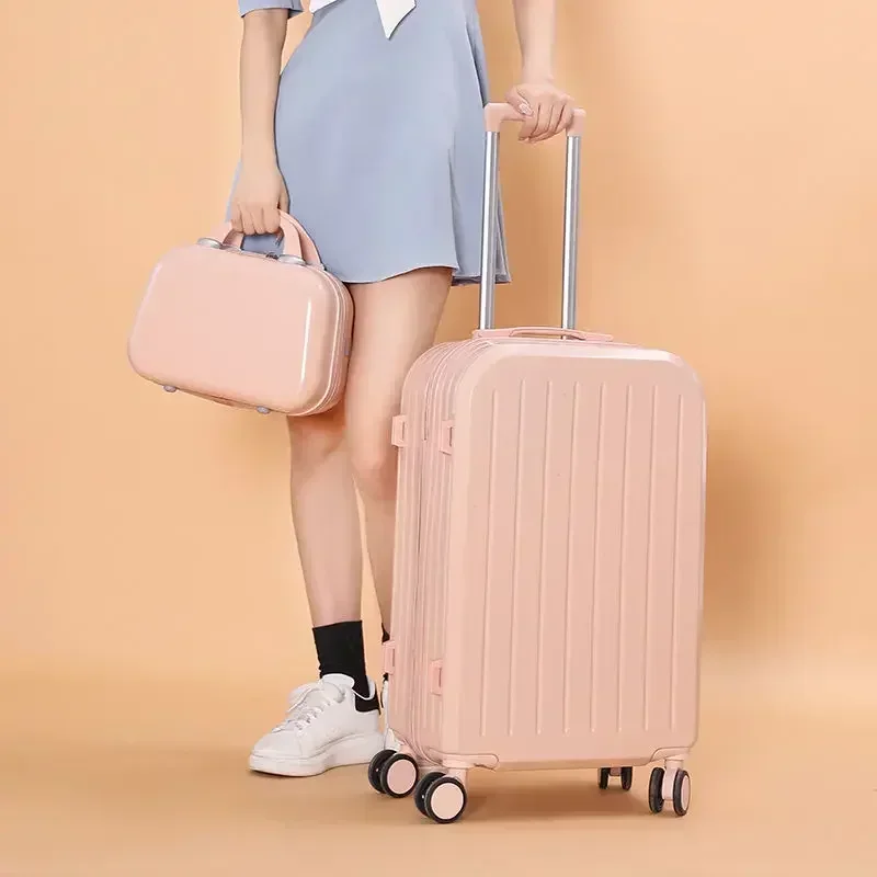 20 inch Carry-on Luggage Travel Suitcase Boarding USB Charging Password Spinner Trolley Rolling Luggage Bag with Cup Holder Hook