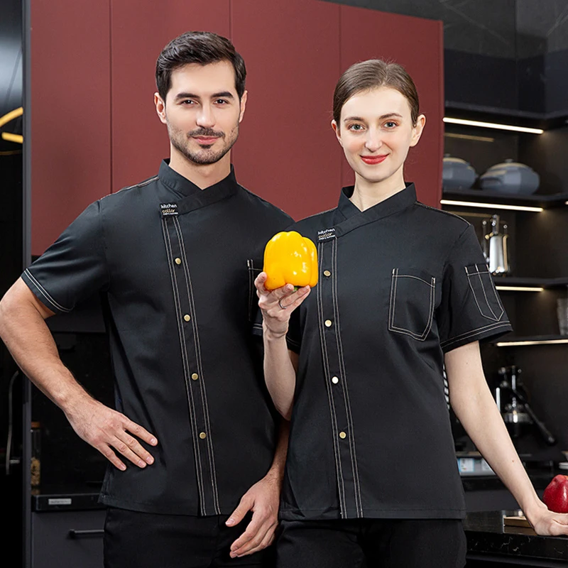 Chaqueta de cocina para hombre, ropa de trabajo de cocinero, restaurante, Hotel, Catering, uniforme, delantal de Chef, cafetería, panadería, camisa de camarero