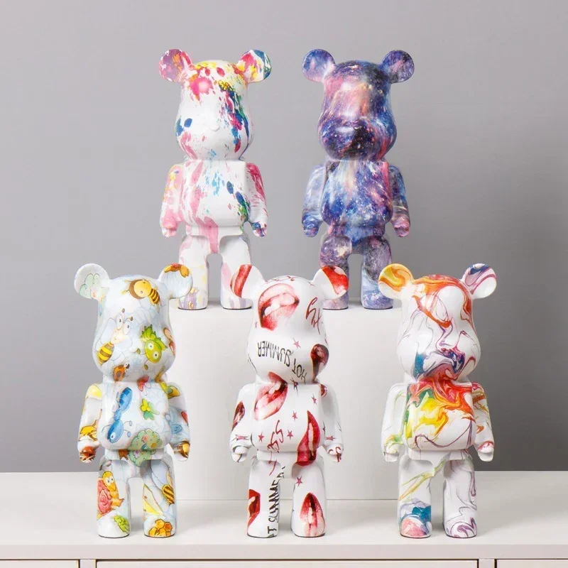 Watercolor Violent Bear Figurines Bearbrick Statue And Sculpture Decoration Home Living Room Bedroom Office Mesa Miniatures