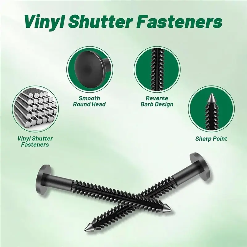 ABMH-Black For Exterior Window Shutter Pegs 3 Inch Vinyl Shutter Fasteners 50-Pack, For Wood, Aluminum& Vinyl