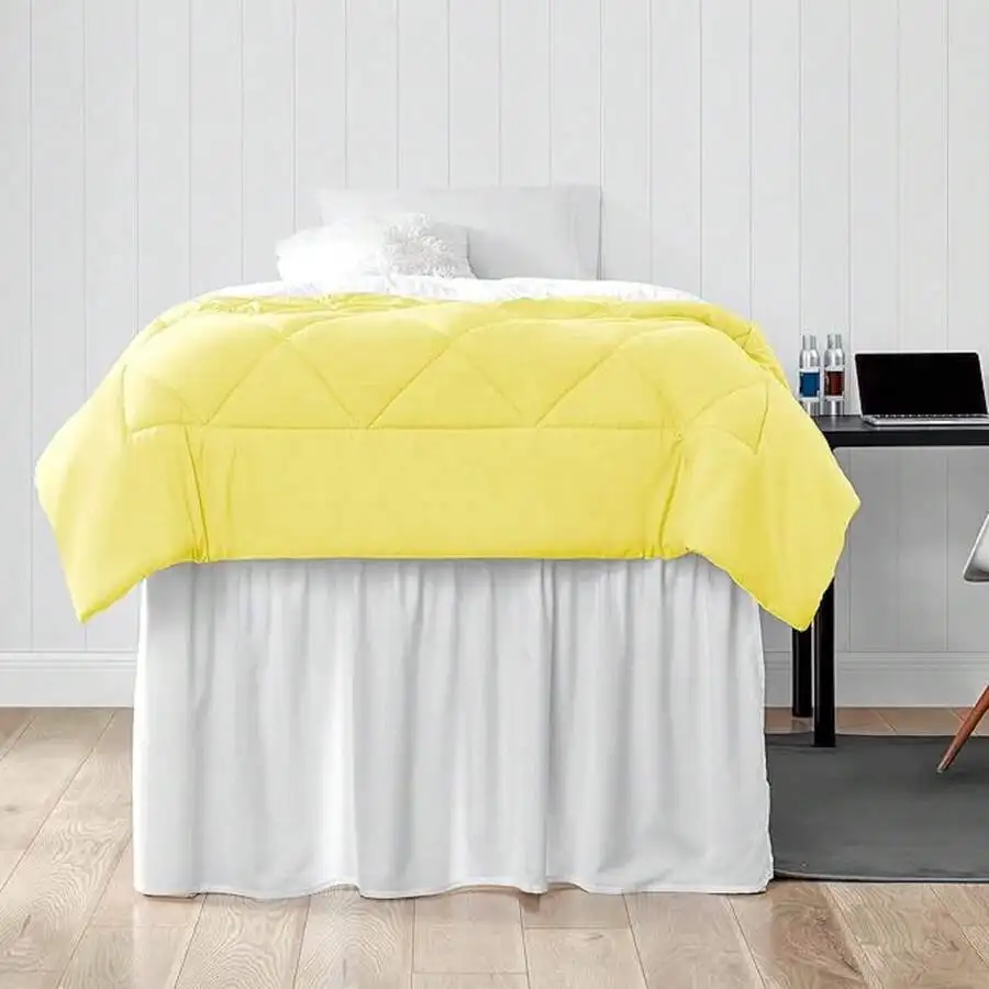 

White Microfiber Bed Skirt Panel With Ties For Twin Twin XL Dorm Bed