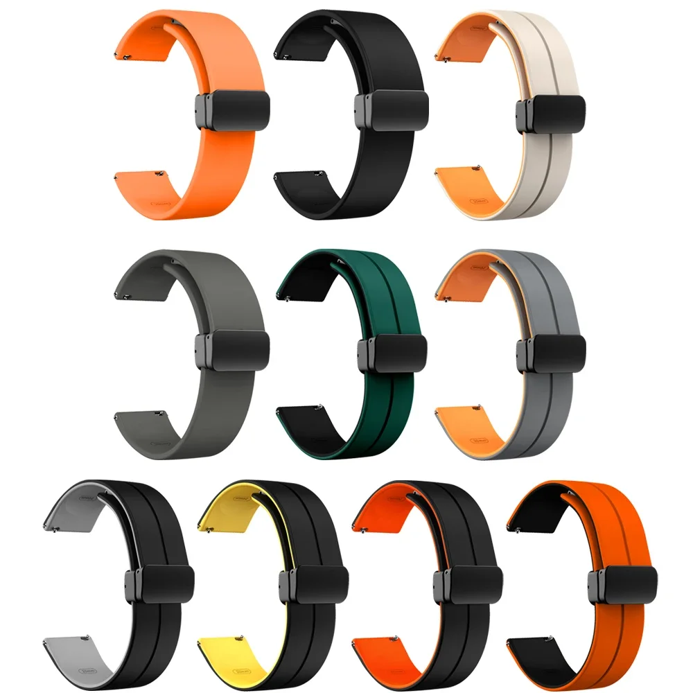 22mm Skin-Friendly Silicone Band For Huawei Watch GT 4 3 2 46mm /WATCH 4 Pro/Buds/GT2 Pro/SE 46mm Magnetic Folding Buckle Strap