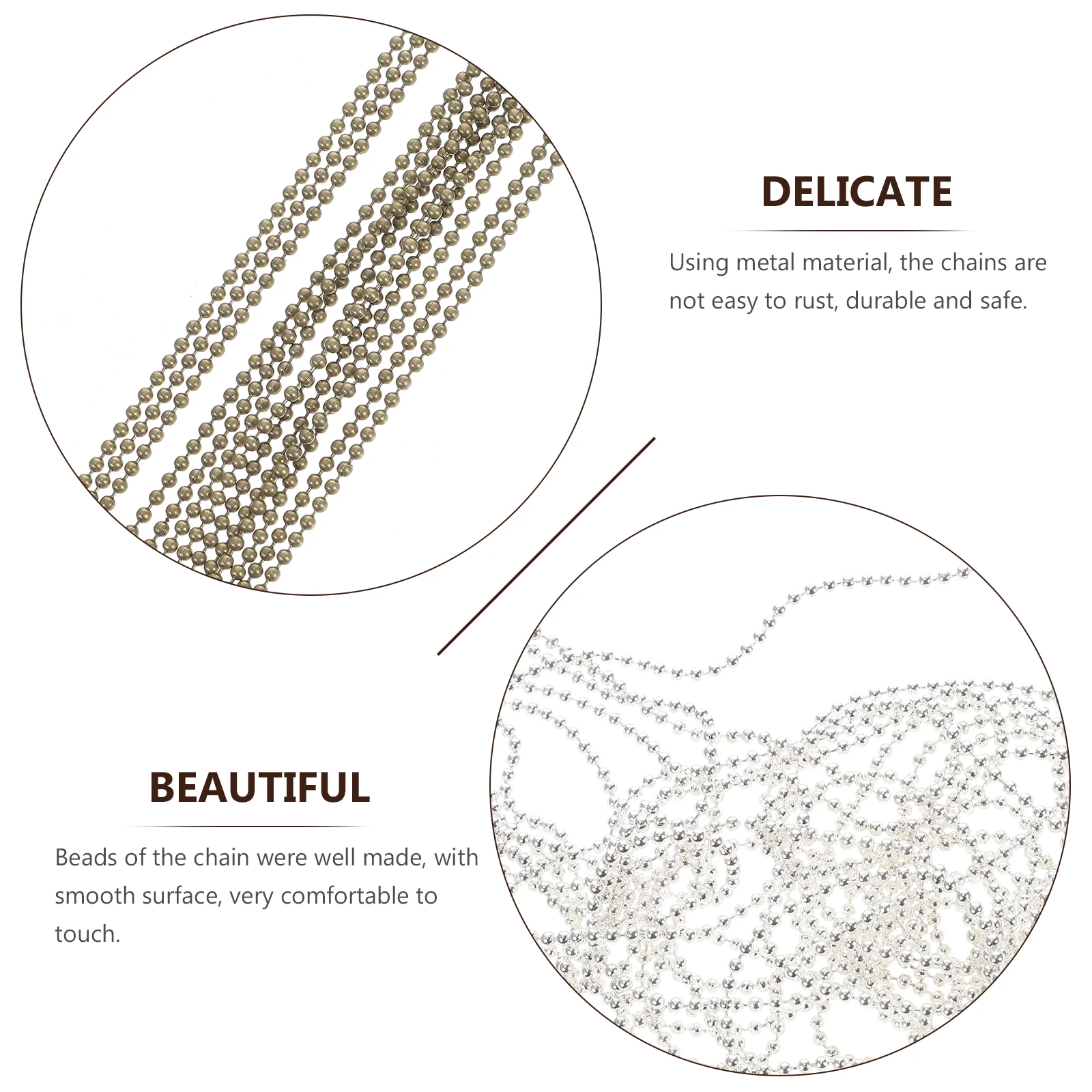 

5pcs Metal Ball Connector Durable Rust-Resistant Adjustable Pull Chain Extension for Ceiling Fan Necklace Pendant Bead Chain