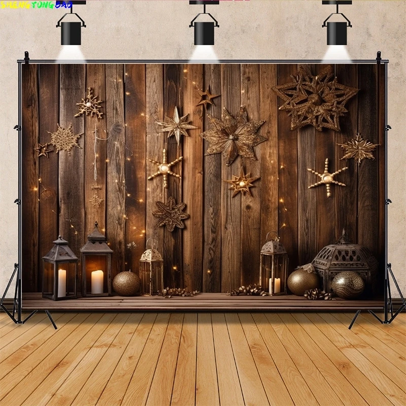 

Vinyl Custom Christmas Day Fireplace Photography Backdrops Prop Window Living Room Interior Village House Theme Background DR-17