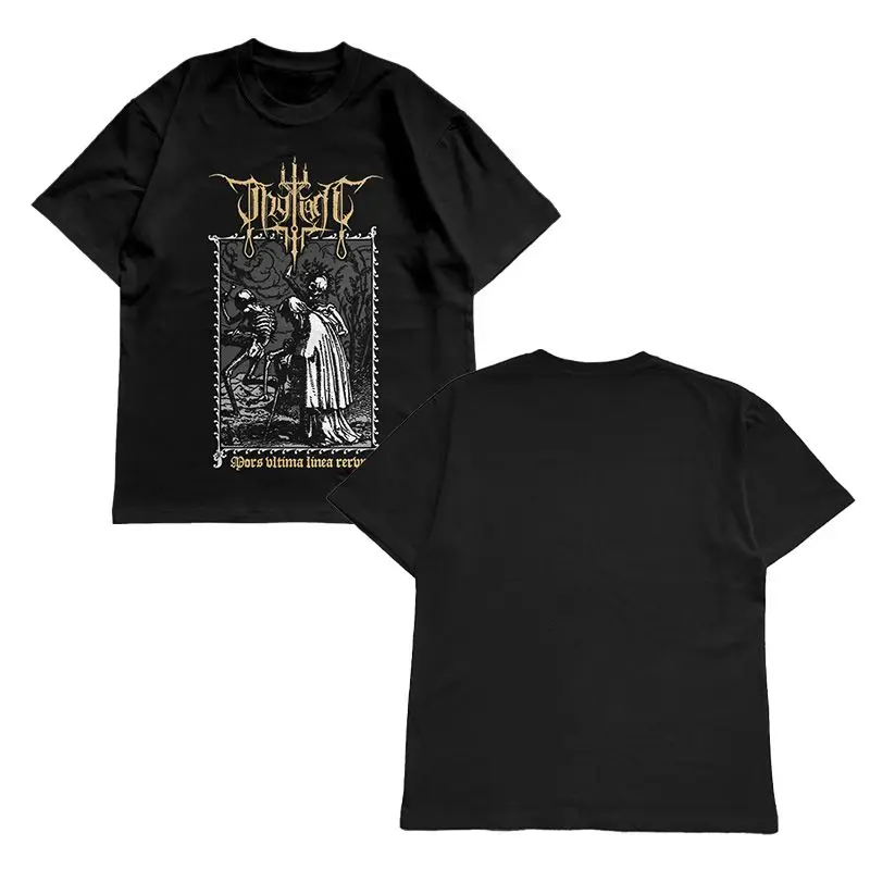 Vintage Schwarzes Metall-Grafik-T-Shirt Retro Kurzarm Lässige Streetwear Unisex Alltags-Oberteil