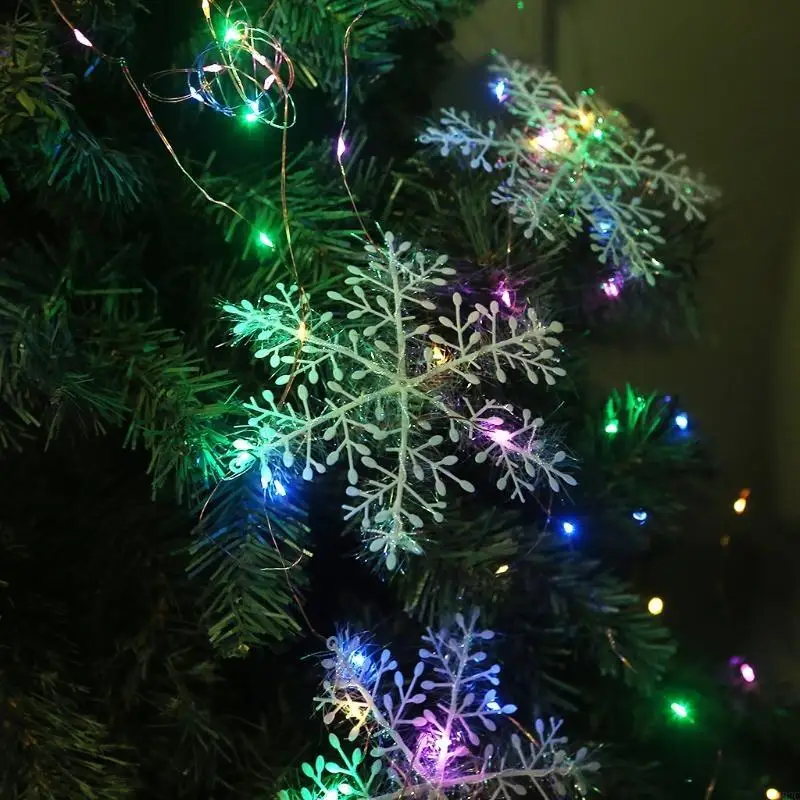 G92C White Snowflake Ornaments Christmas Tree Window Door Accessories