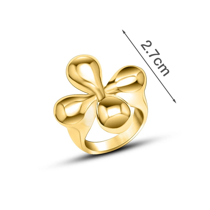 Vintage Flower Rings for Women Stainless Steel Index Ring Exaggerated Style Handwear Romantic Girl Gift Jewelry