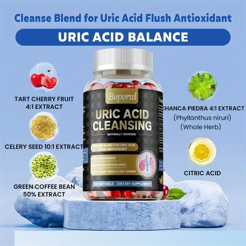 

Uric Acid Cleansing - Helps Balance Kidneys,Promote Joint and Urinary Tract Health,Enhances Immunity - Daily Dietary Supplement