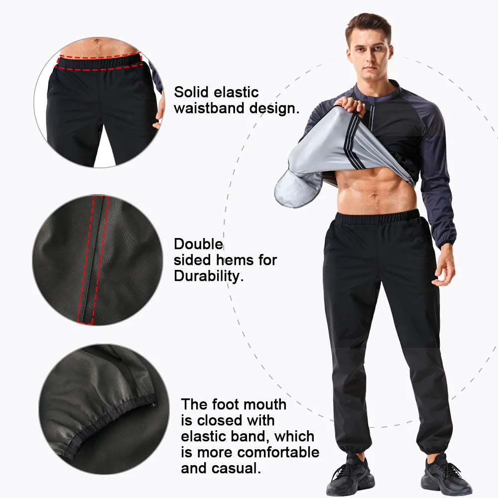 SEXYWG Sauna Suit for Men Weight Loss Set Hot Sweat Jacket Thermal Pants Running Outfit Gym Clothing Fitness Workout Sportwear