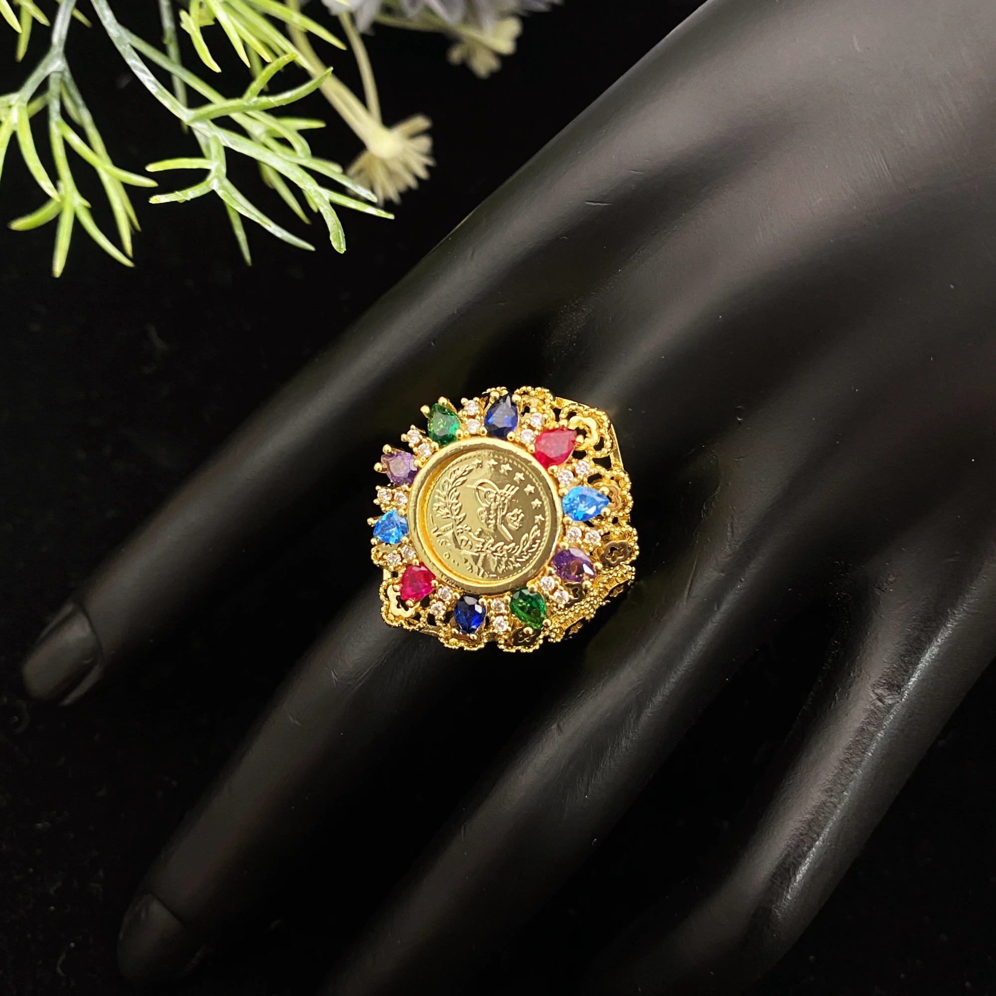 

Набор браслетов-колец JRH с геометрическим ажурным узором, позолоченный, в стиле бохо, с вырезами, многослойный, элегантное украшение для женщин Ближнего Востока