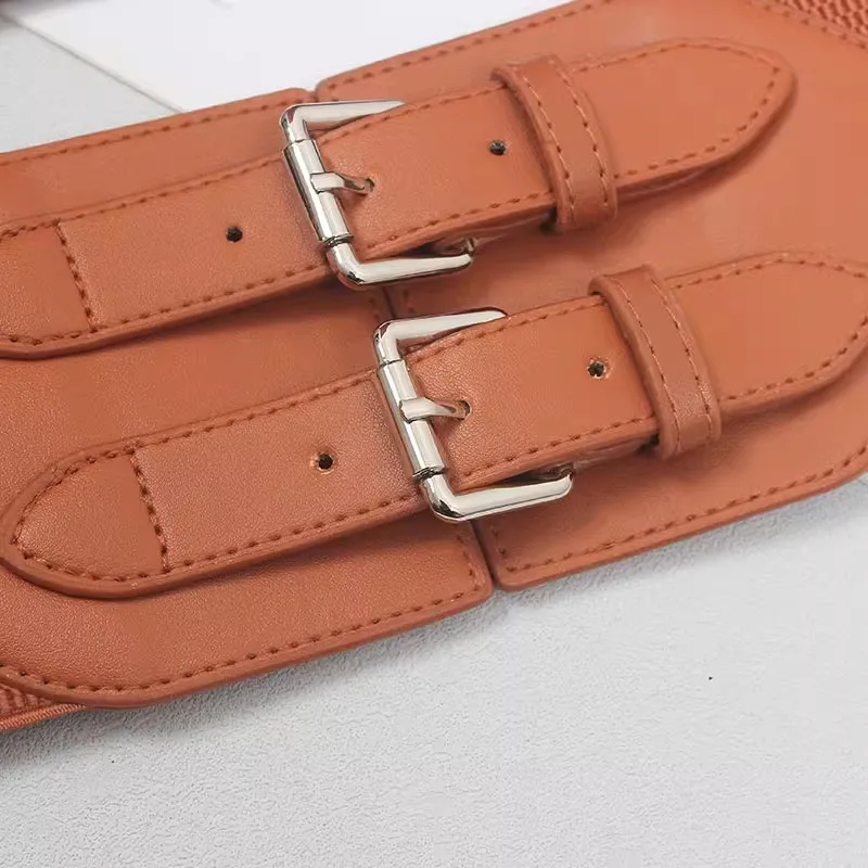 المرأة المدرج موضة بولي Leather الجلود مطاطا فستان Cummerbunds الكورسيهات حزام أحزمة الديكور حزام عريض R474