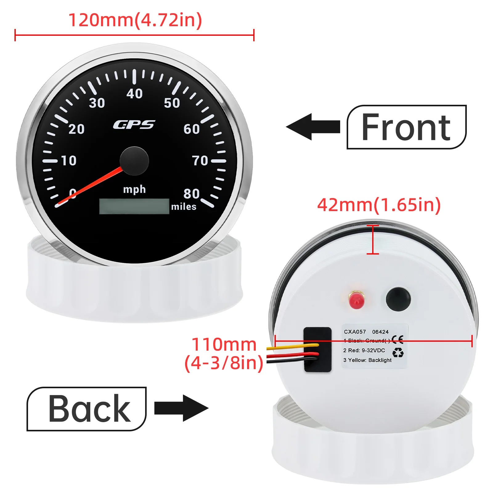 Iklan 110MM Pengukur Speedometer GPS dengan Antena GPS 80MPH 120MPH 160MPH Pengukur Kecepatan 7 Warna Lampu Latar untuk 12V 24V Mobil Perahu Laut