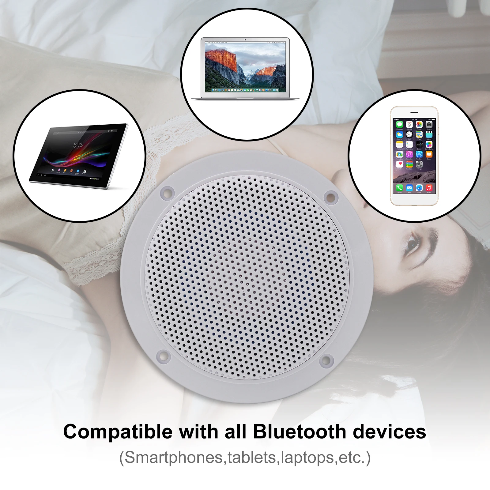 Herdio 4-Zoll-Bluetooth-Deckenlautsprecher, wasserabweisend, 160 W, Marine-Lautsprecher für Badezimmer, Küche, Zuhause, Outdoor, Wohnmobil, 2 Stück – Detail 6