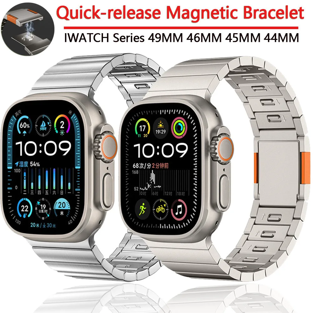 

Metal Magnetic clasp Strap for Apple Watch Band 49mm 46mm 45mm 44mm 42mm Quick-release Wristband iWatch Ultra 10 9 8 7 6 5 SE 3